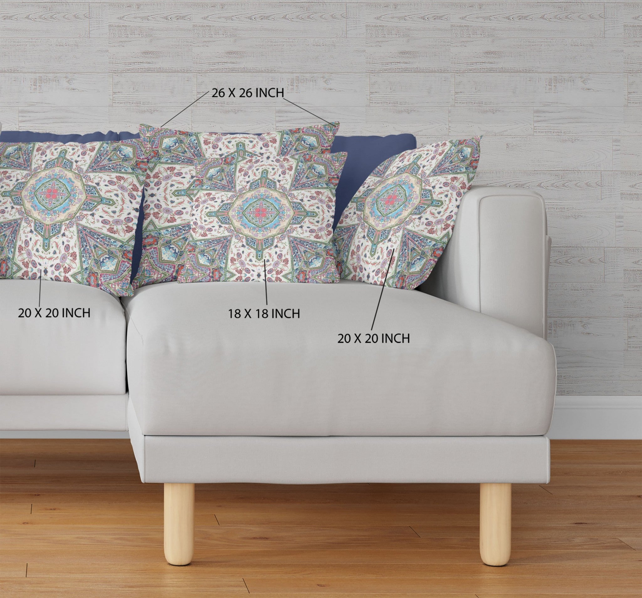 18 英寸奶油粉色波西米亞花絨面革抱枕