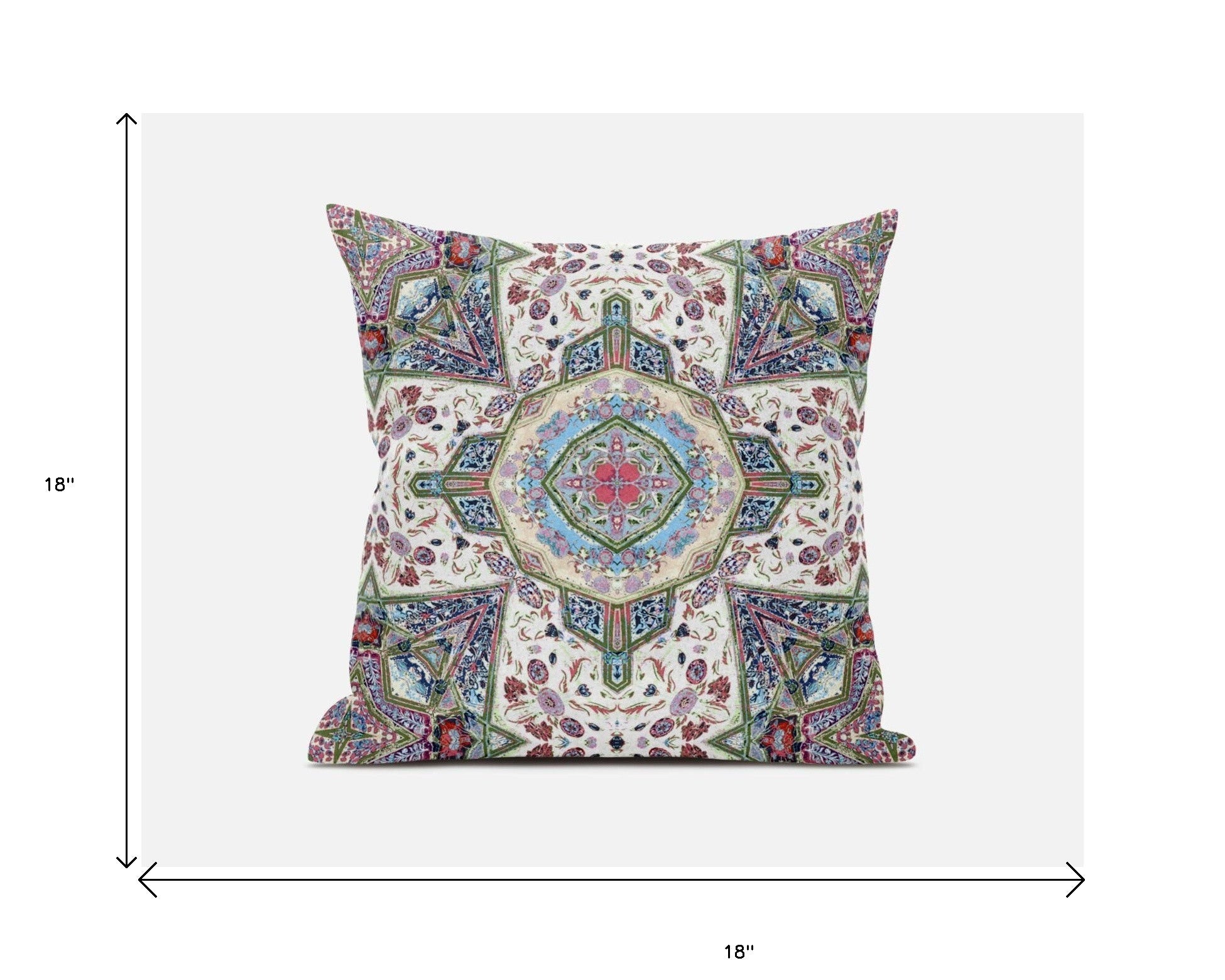 18 英寸奶油粉色波西米亞花絨面革抱枕