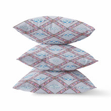 Cojín de gamuza con costura soplada floral de loto rosa azul gris de 18 