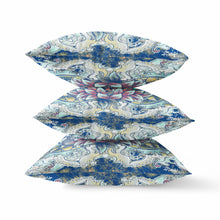 16” Blue Aqua Flower Bloom Suede Throw Pillow