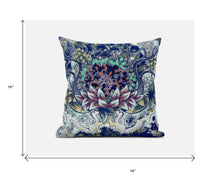 16” Blue Aqua Flower Bloom Suede Throw Pillow