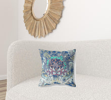 18” Blue Aqua Flower Bloom Suede Throw Pillow