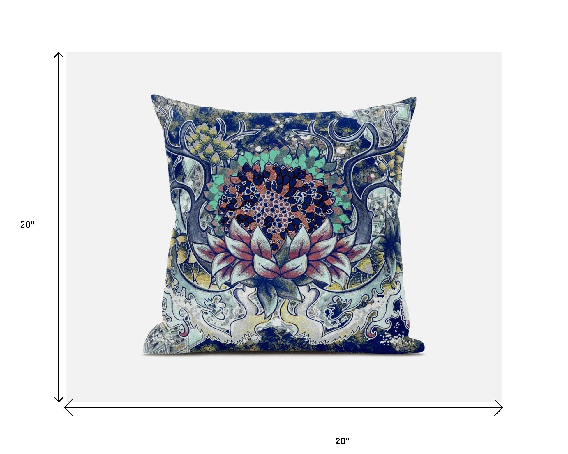 18” Blue Aqua Flower Bloom Suede Throw Pillow