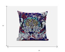 16” Blue Cyan Flower Bloom Suede Throw Pillow