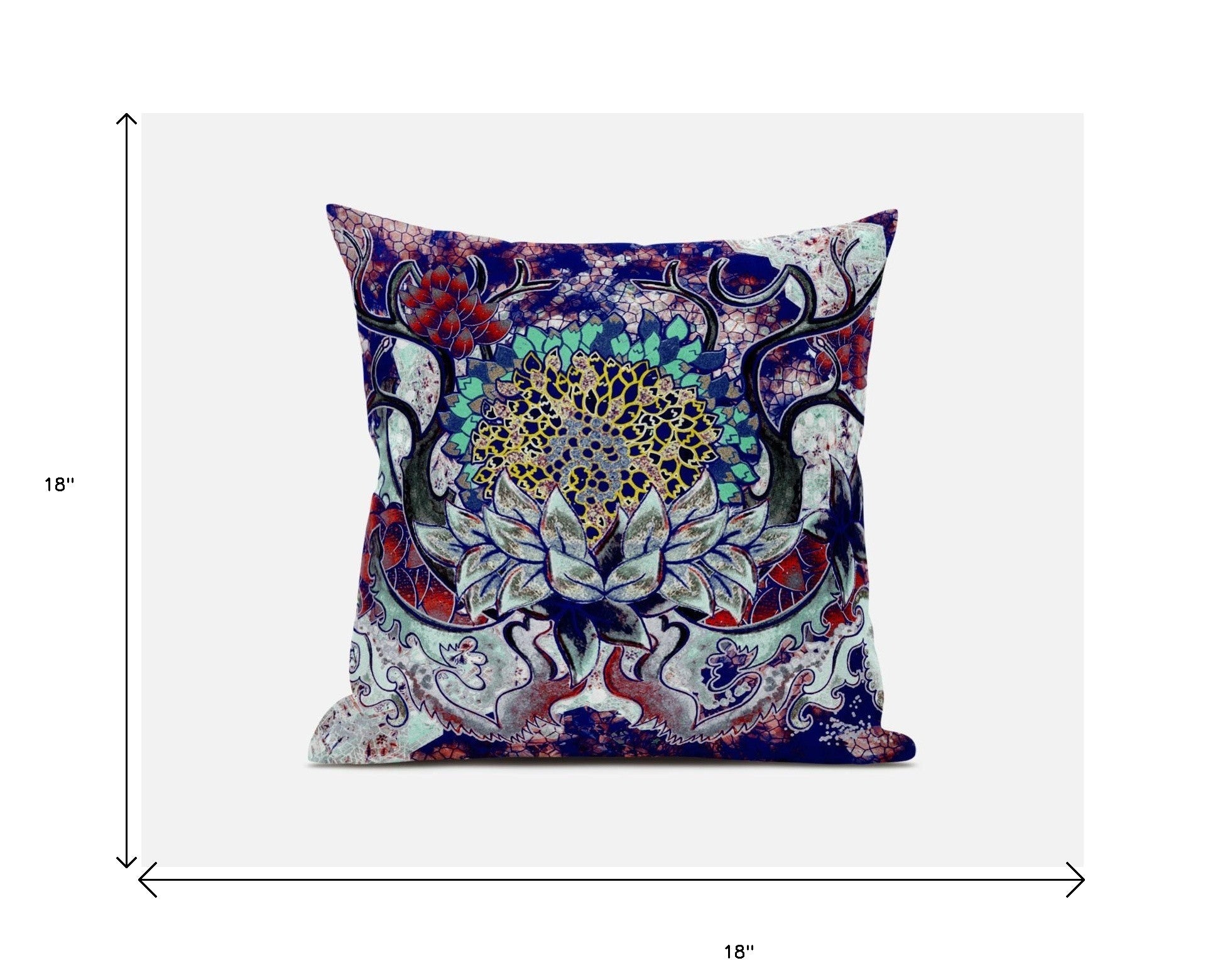 Cojín de gamuza azul cian flor flor de 18"