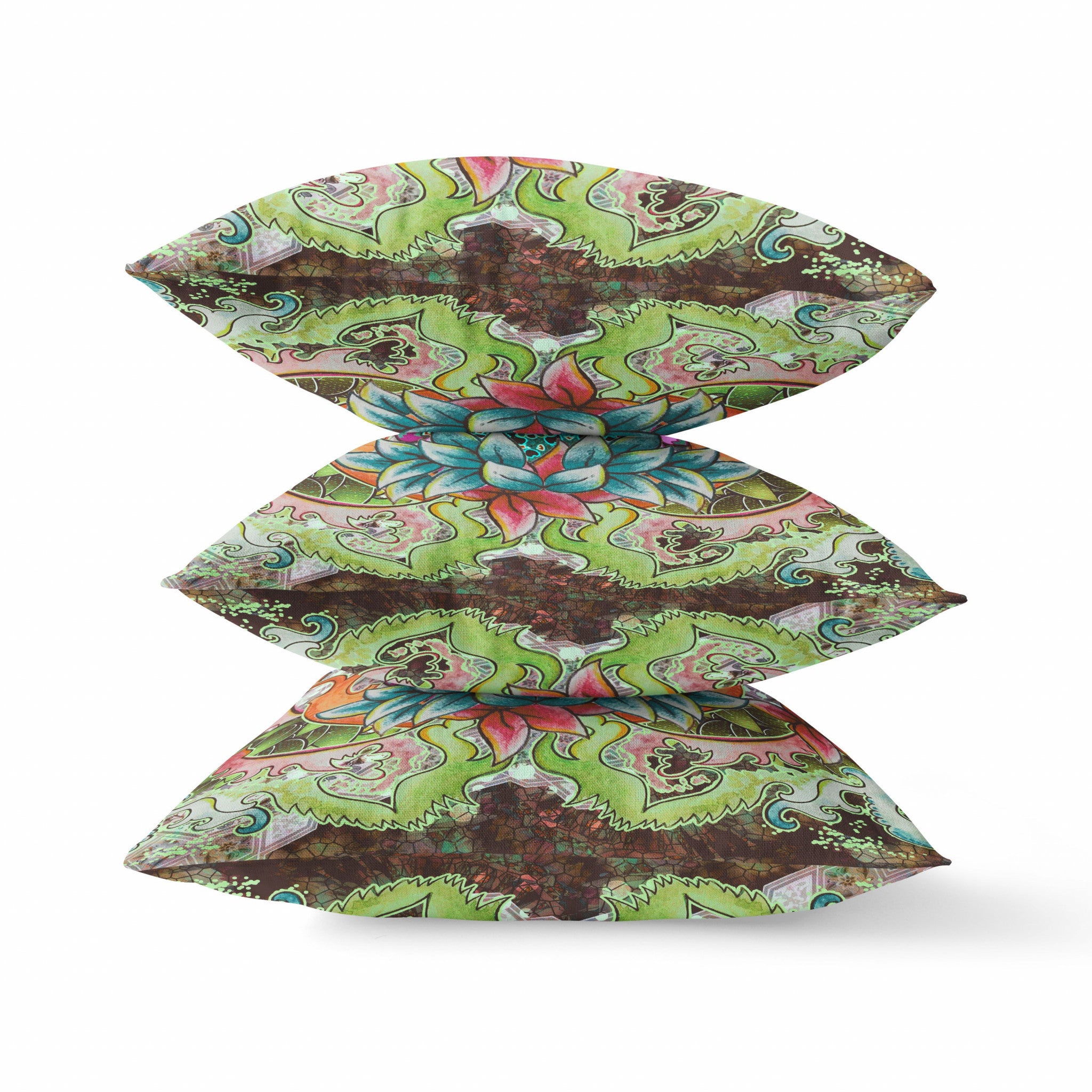 Cojín de gamuza con flor de naranja verde de 18.0 in.