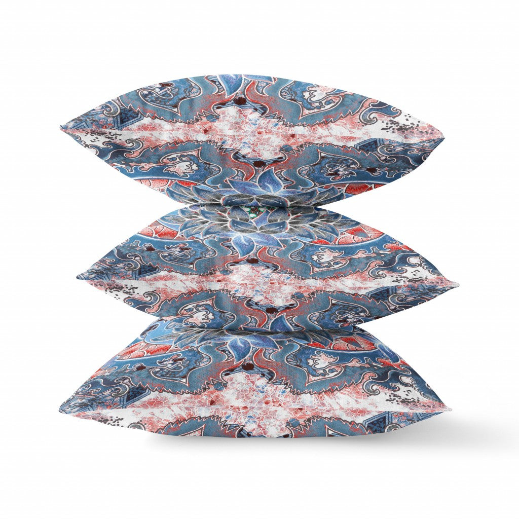 Cojín de gamuza con flor rosa azul de 18.0 in.