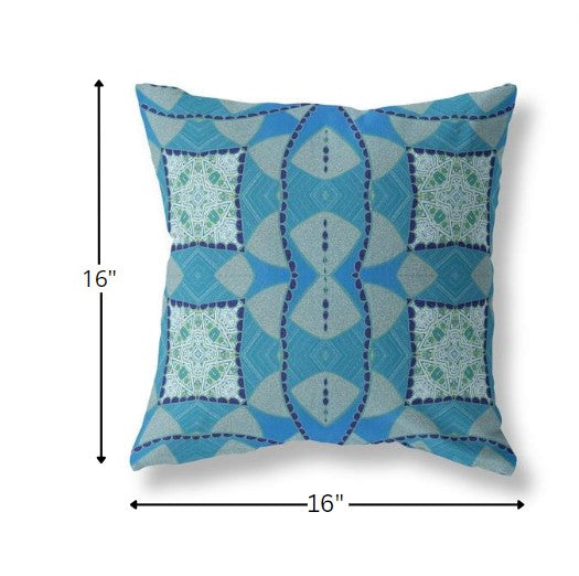 16" Aqua Sky Blue Cosmic Circle Boho Suede Throw Pillow