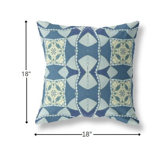 18" Blue Cream Cosmic Circle Boho Suede Throw Pillow