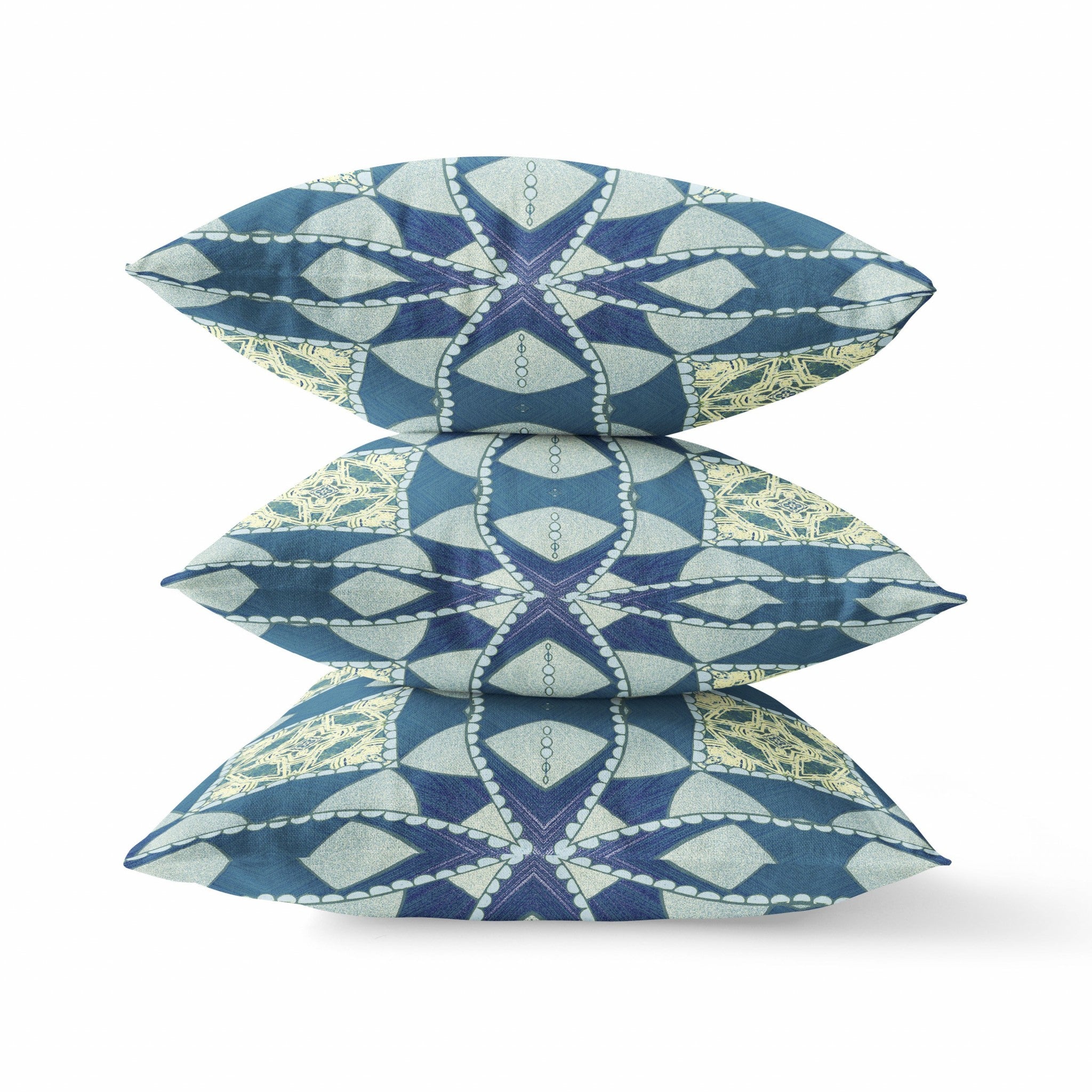 18" Blue Cream Cosmic Circle Boho Suede Throw Pillow