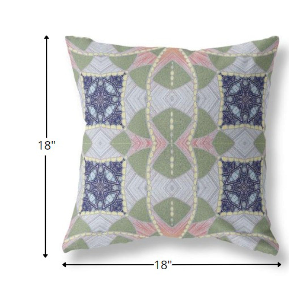 Cojín de gamuza boho con círculo cósmico rosa verde de 18.0 in