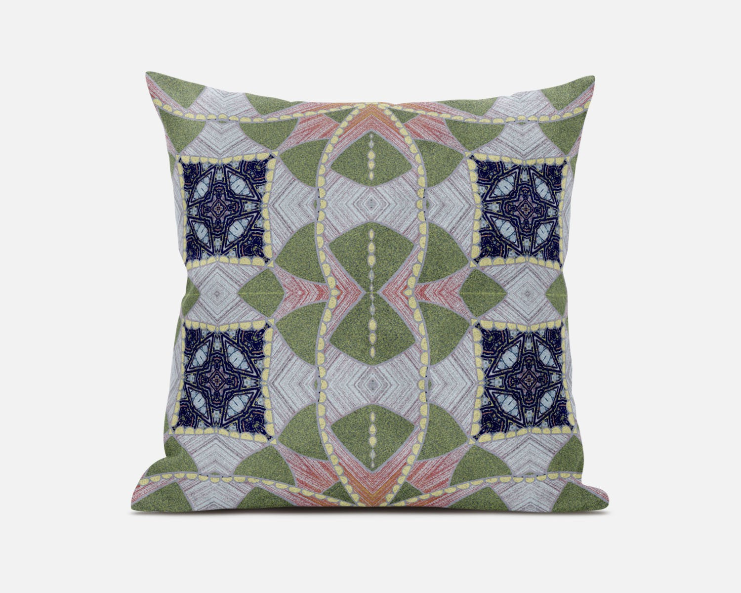 Cojín de gamuza boho con círculo cósmico rosa verde de 18.0 in