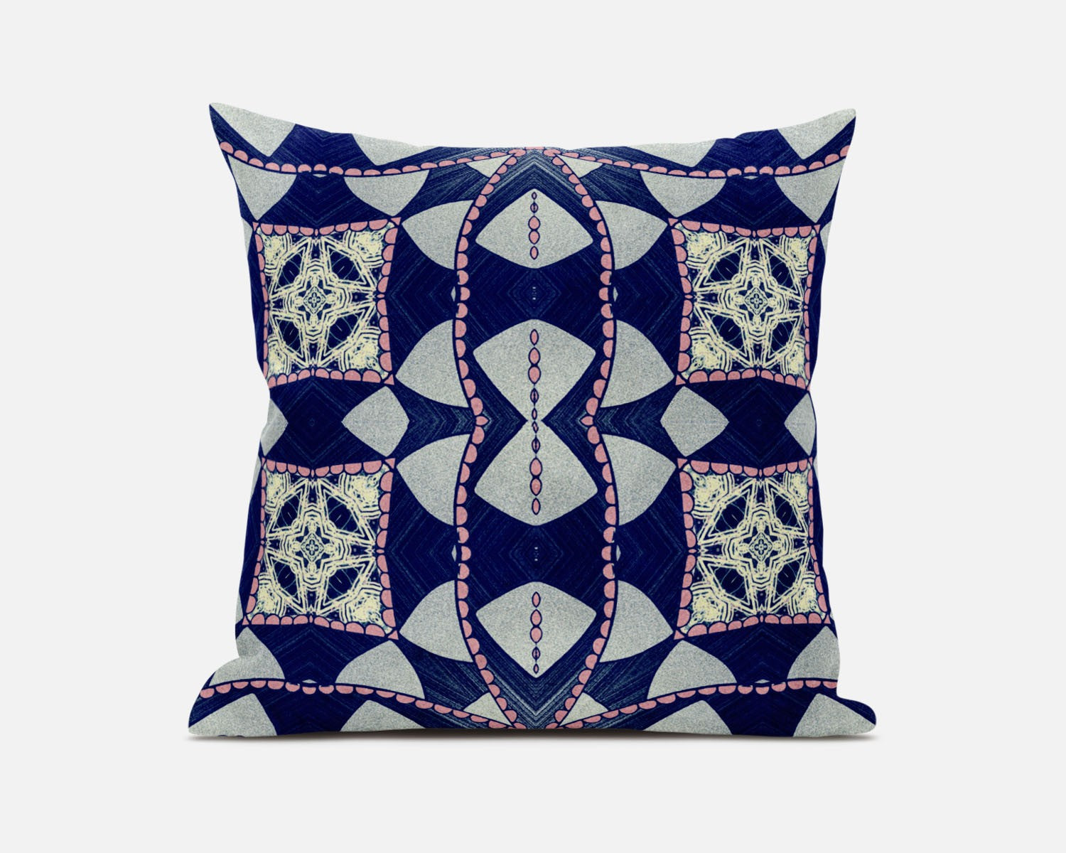 Cojín de gamuza boho con círculo cósmico rosa índigo de 18"