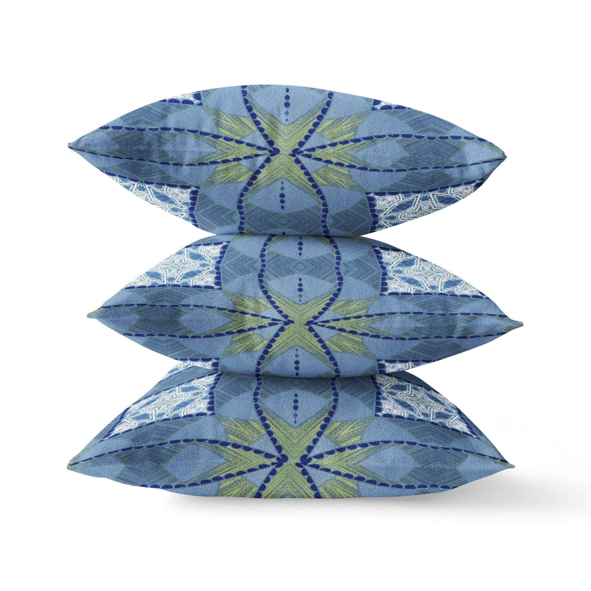 16" Blue White Cosmic Circle Boho Suede Throw Pillow