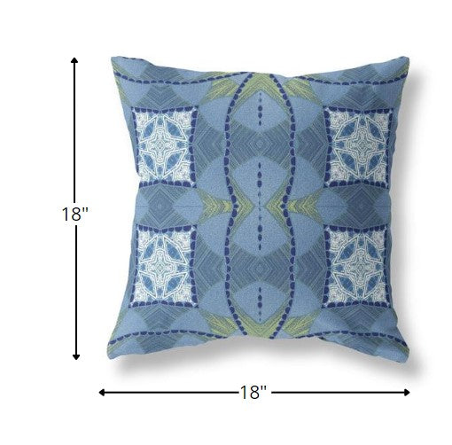 18" Blue White Cosmic Circle Boho Suede Throw Pillow