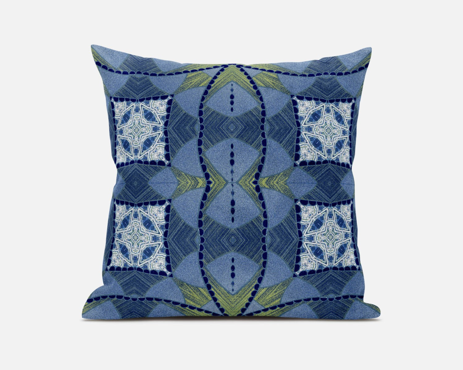 18" Blue White Cosmic Circle Boho Suede Throw Pillow