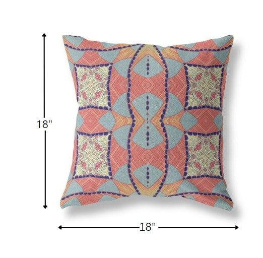 Cojín de gamuza boho con círculo cósmico rojo índigo de 18"