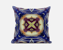 16” Indigo Cream Geo Tribal Suede Throw Pillow