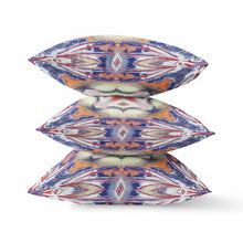 16” Pale Orange Blue Geo Tribal Suede Throw Pillow