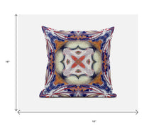 16” Pale Orange Blue Geo Tribal Suede Throw Pillow