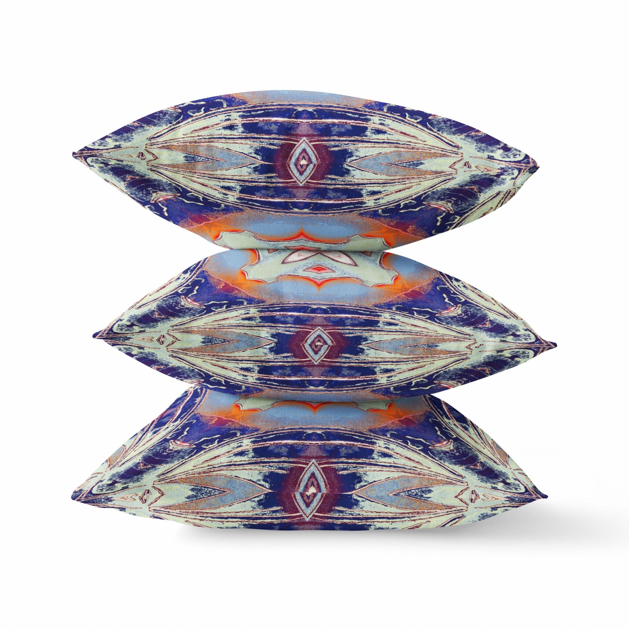 Cojín de gamuza tribal Geo naranja índigo de 16 "