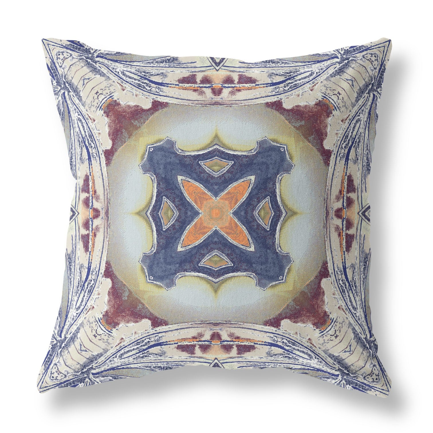 18 英寸灰棕色 Geo Tribal 絨面革抱枕