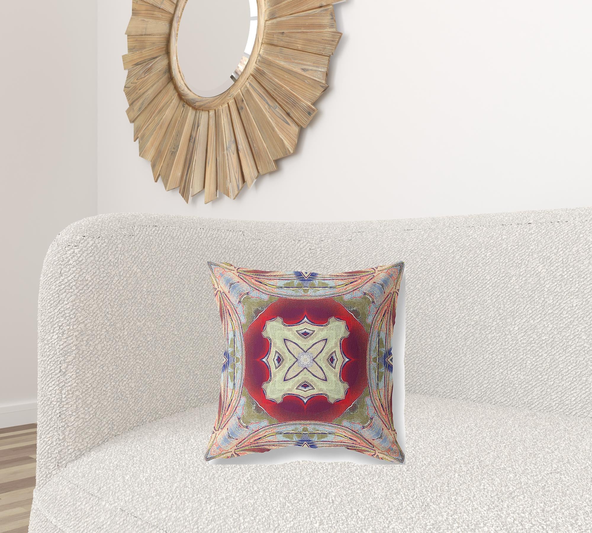 18 英寸洋紅色 Geo Tribal 絨面革抱枕