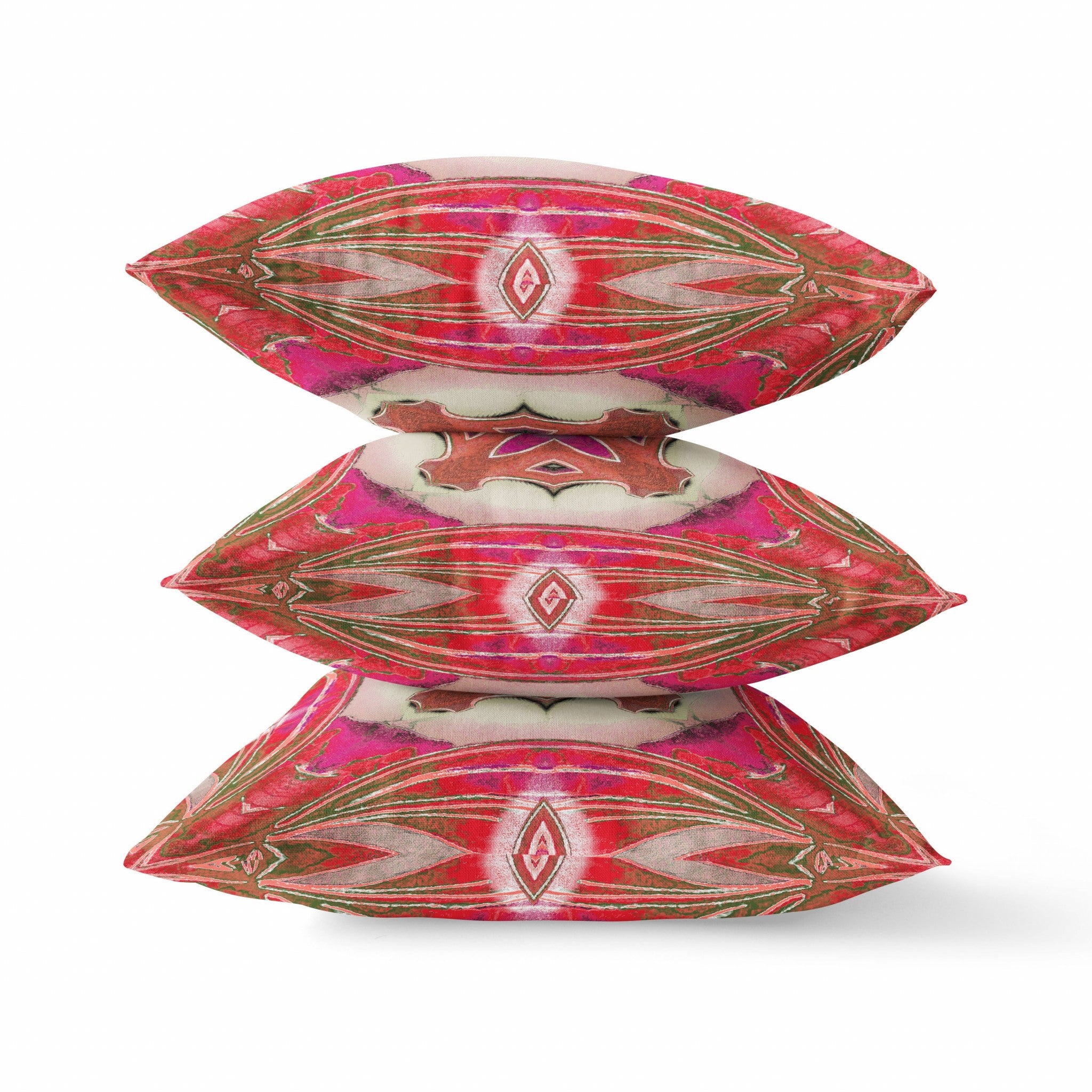 Cojín de gamuza tribal Geo rojo fucsia de 18"