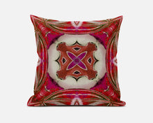 Cojín de gamuza tribal Geo rojo fucsia de 18