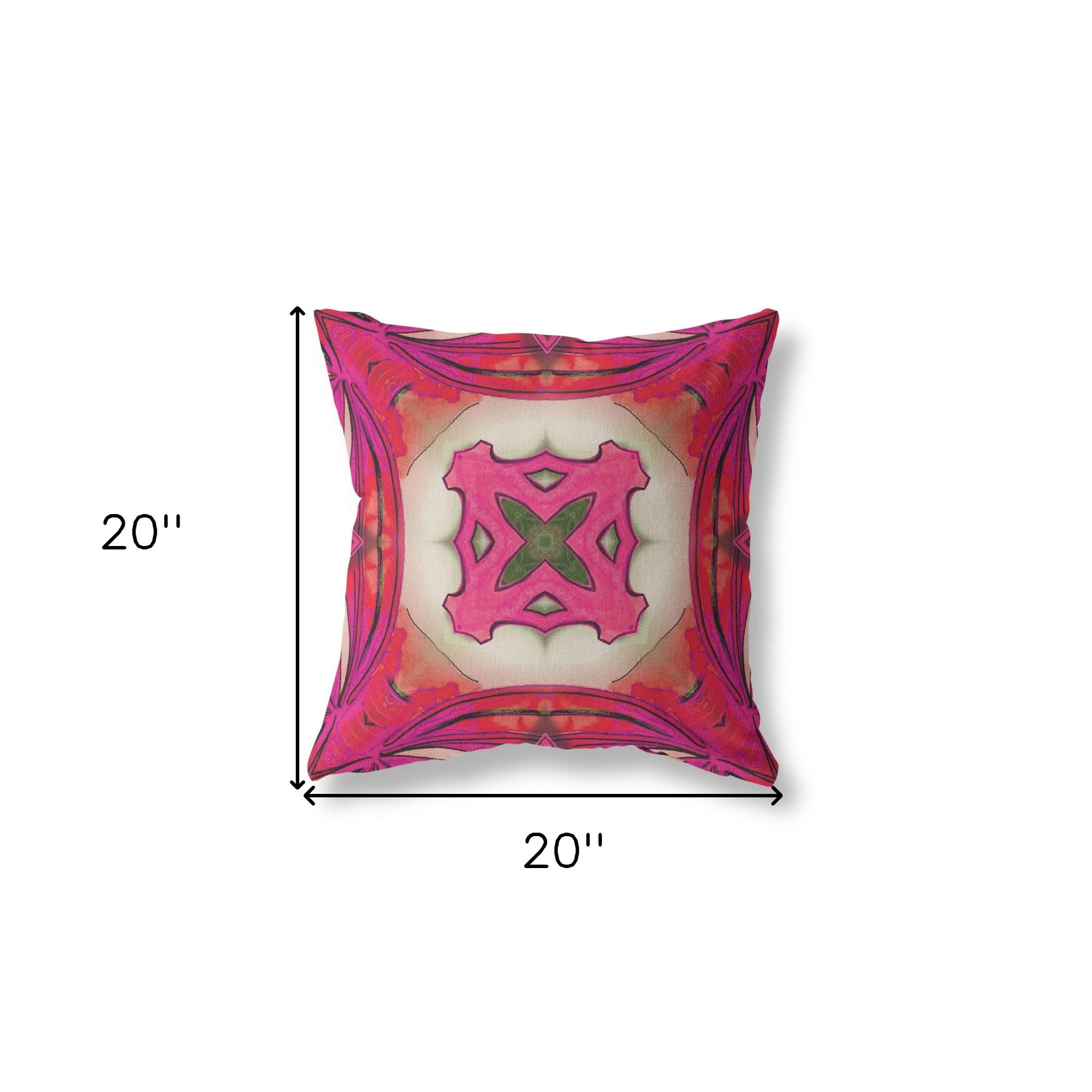 Cojín de gamuza tribal Geo rosa fuerte de 18 "