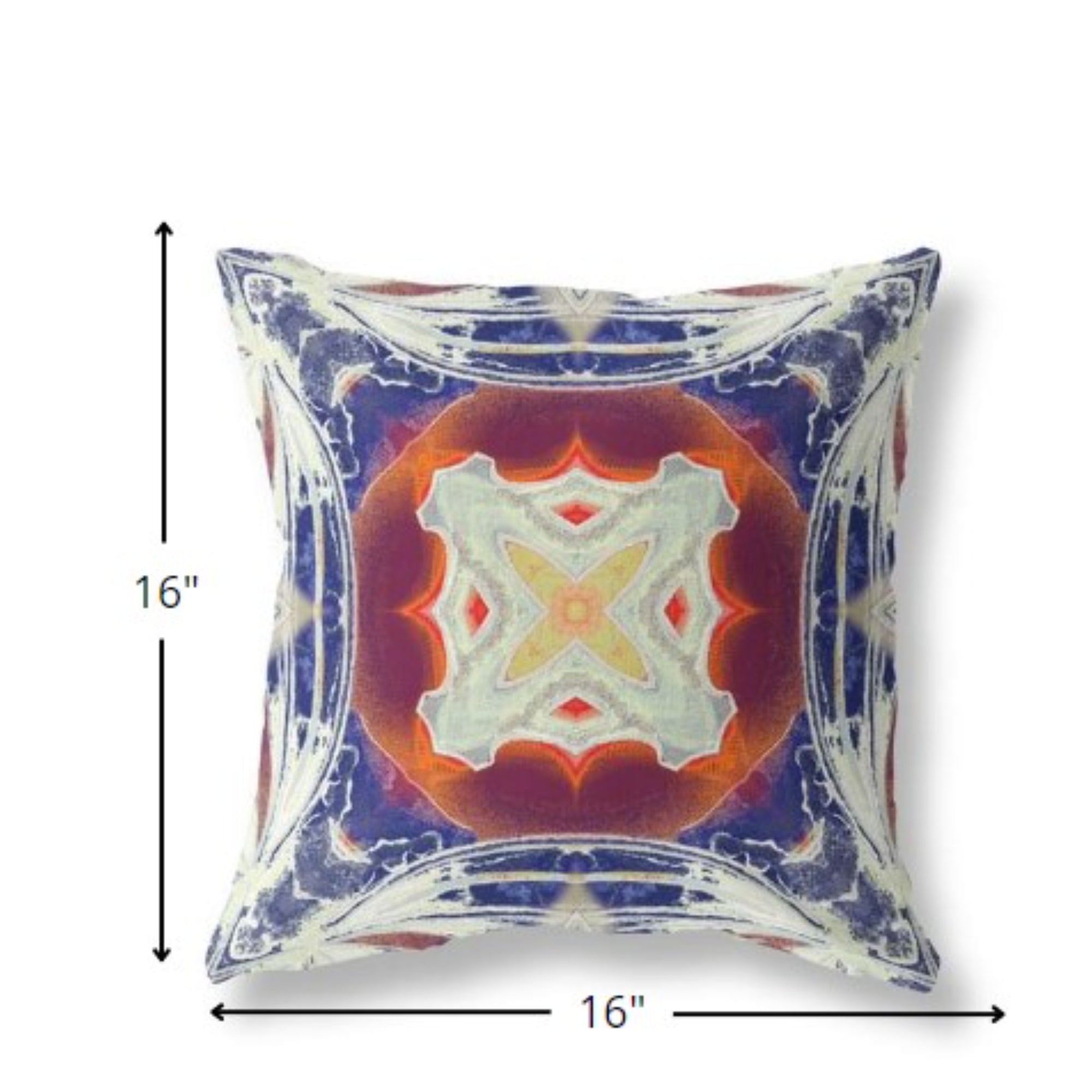 16” Indigo White Geo Tribal Suede Throw Pillow