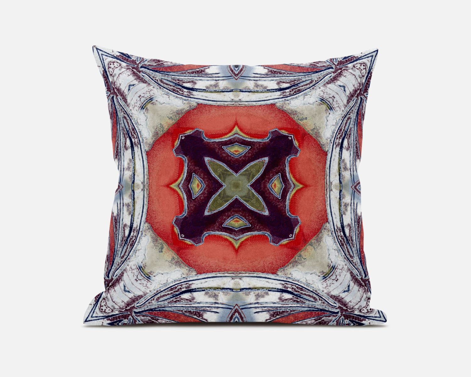 Cojín de gamuza gris melocotón Geo Tribal de 18 "