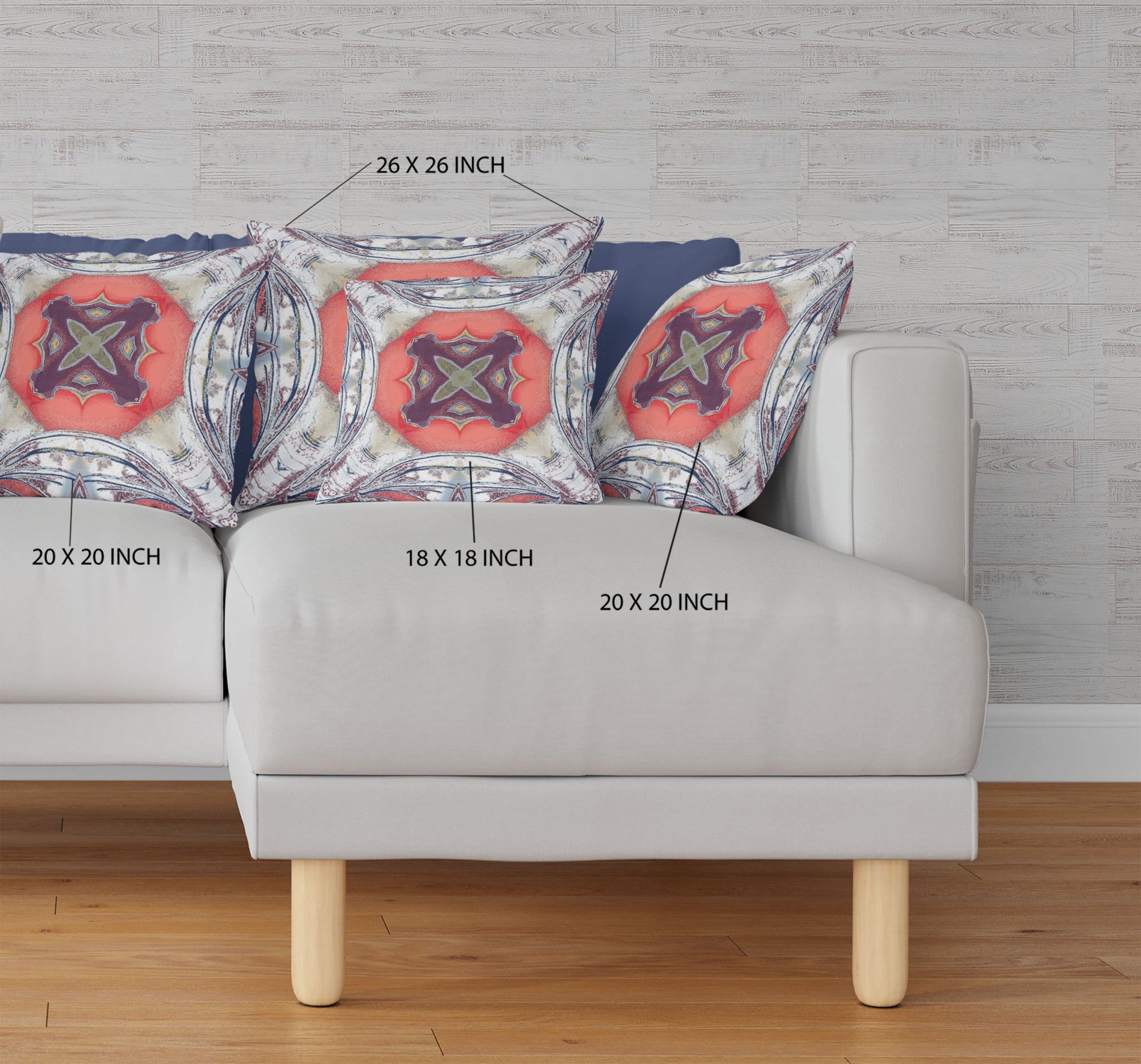 Cojín de gamuza gris melocotón Geo Tribal de 18 "