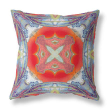 16” Blue Orange Geo Tribal Suede Throw Pillow