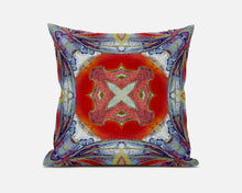 16” Blue Orange Geo Tribal Suede Throw Pillow