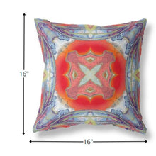 16” Blue Orange Geo Tribal Suede Throw Pillow