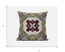 16” Green Brown Geo Tribal Suede Throw Pillow