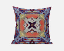 16” Purple Orange Geo Tribal Suede Throw Pillow
