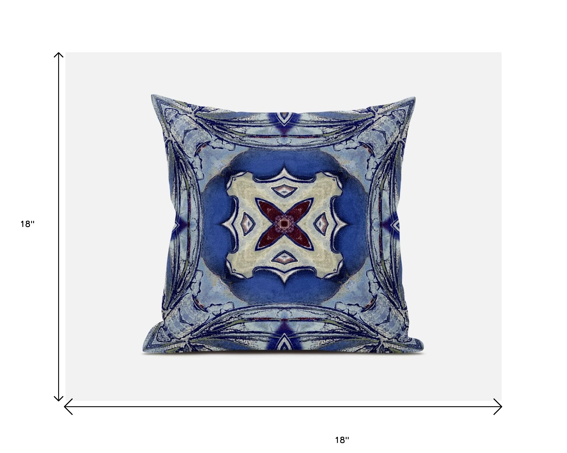 Cojín de gamuza tribal azul crema Geo Tribal de 18 "