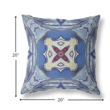 Cojín de gamuza tribal azul crema Geo Tribal de 18 