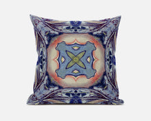 16” Indigo Peach Geo Tribal Suede Throw Pillow