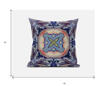 16” Indigo Peach Geo Tribal Suede Throw Pillow