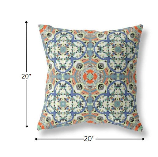 Cojín de gamuza boho de hoja de trébol azul crema de 18"