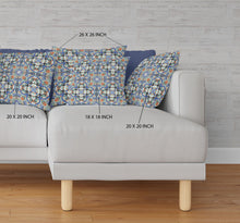 Cojín de gamuza boho de hoja de trébol azul naranja de 18