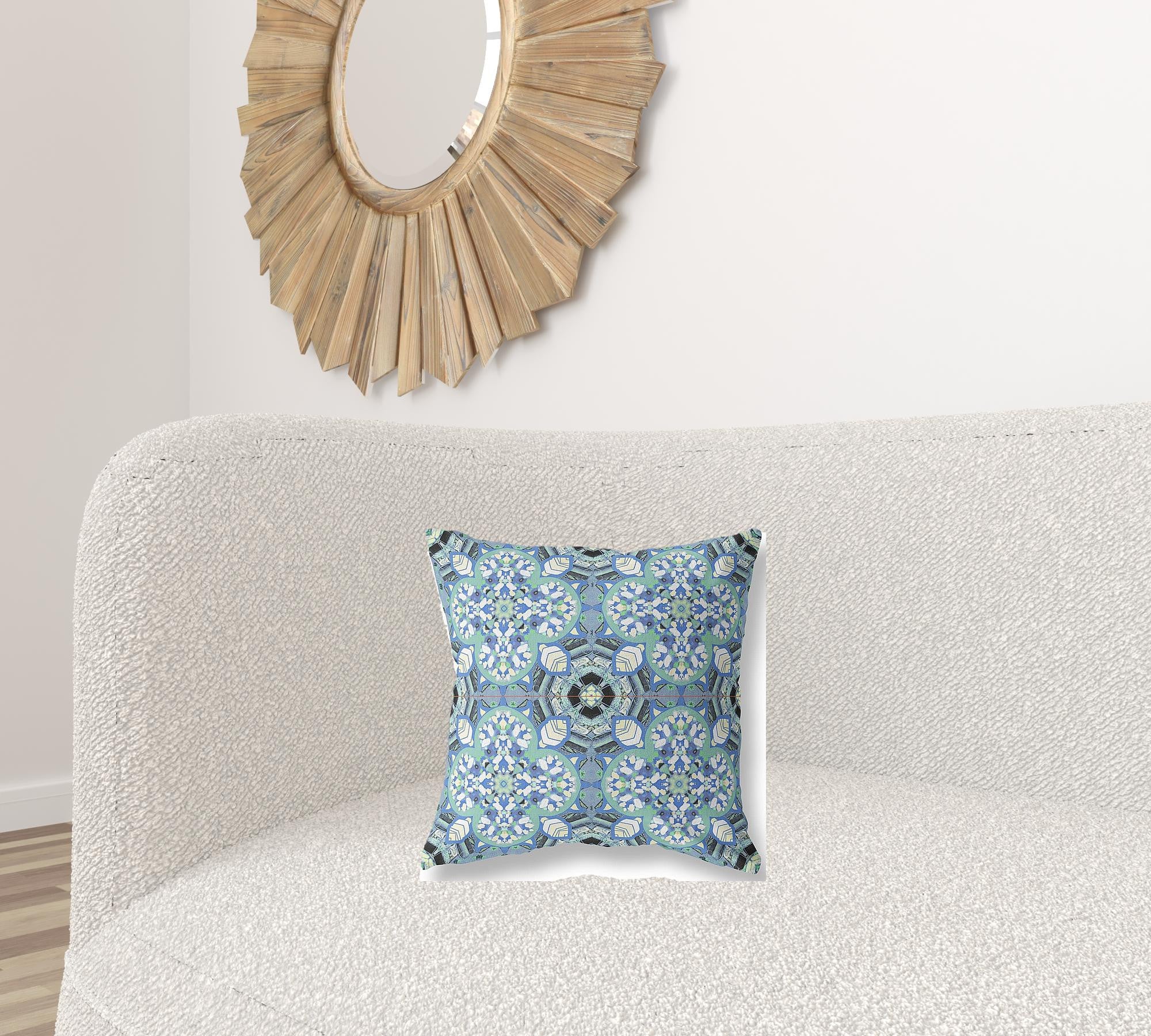 16" Sapphire White Cloverleaf Boho Suede Throw Pillow