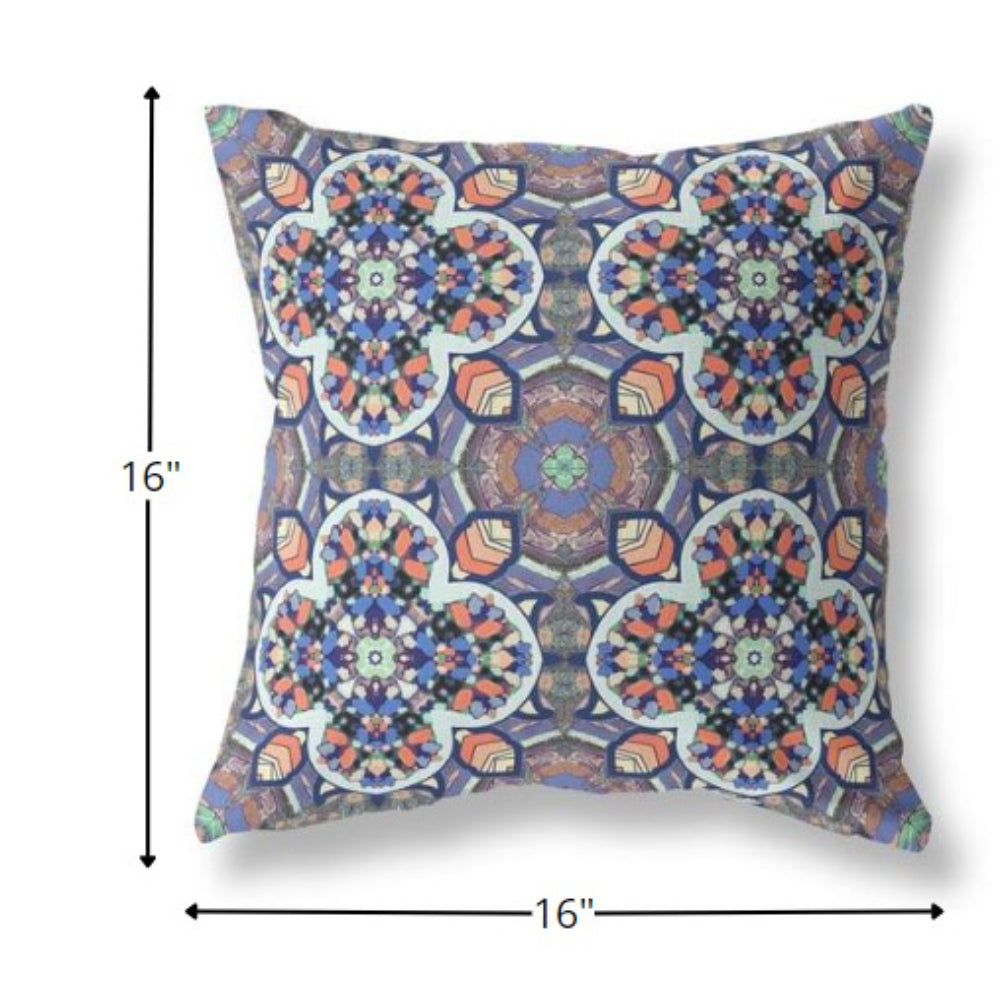 16" Gray Blue Cloverleaf Boho Suede Throw Pillow