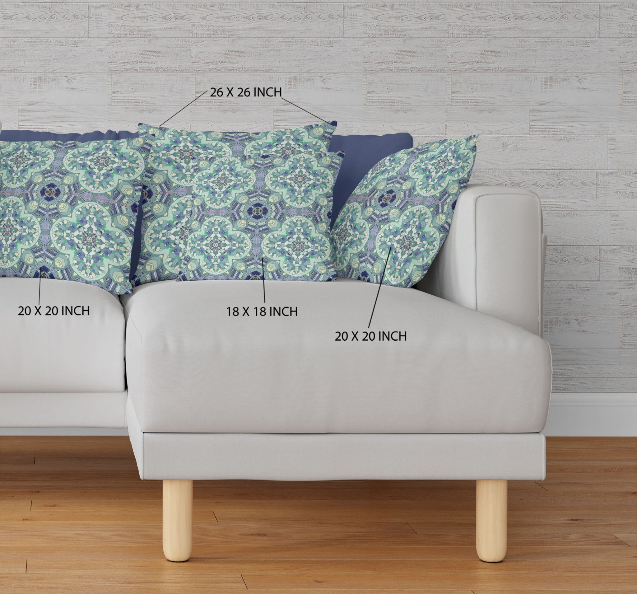 16" Aqua Blue Cloverleaf Boho Suede Throw Pillow