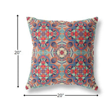 Cojín de gamuza boho de hoja de trébol azul naranja de 18 