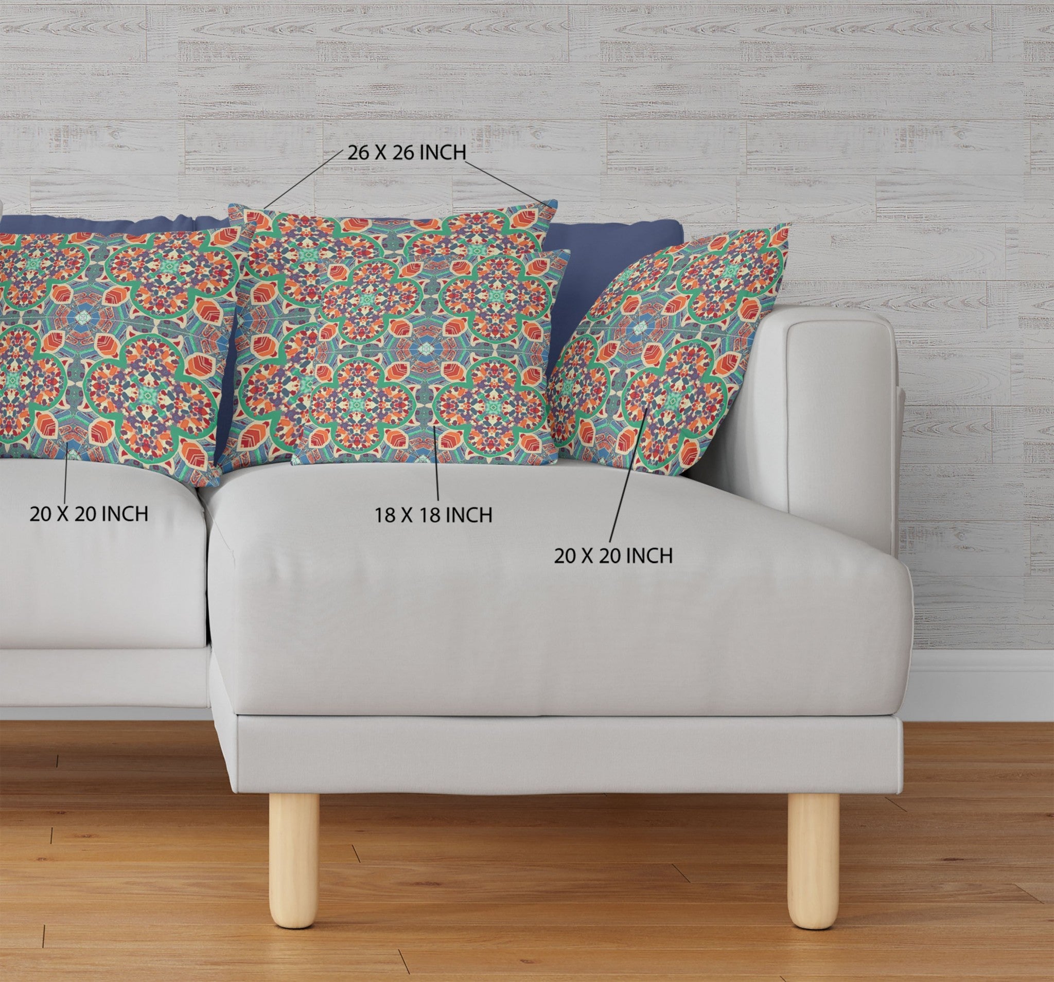 18" Orange Green Cloverleaf Boho Suede Throw Pillow