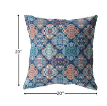 18” Turquoise Red Trellis Indoor Outdoor Throw Pillow